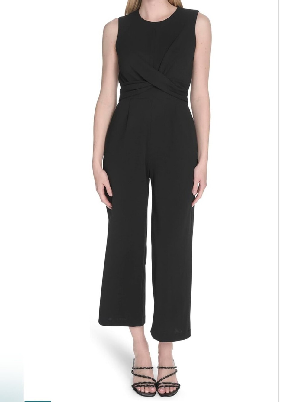 Calvin Klein Black Jumpsuit – Sleeveless Cross Waist Scuba Crepe, Size 12